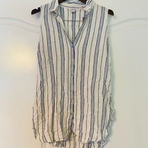 Calvin Klein Blue & White Button-Up Top